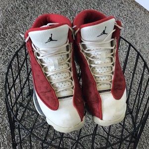 Nike, Air Jordan 13 Retro, size 8, no box, white/ fire red
